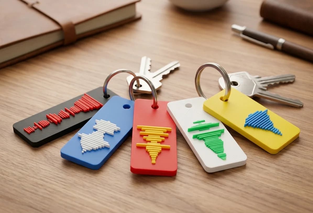 VoicePrint3D keychain with keys